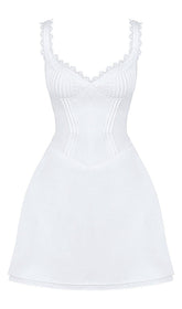PIN TUCK MINI DRESS IN WHITE