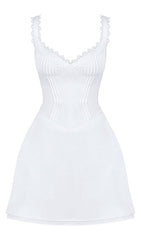 PIN TUCK MINI DRESS IN WHITE