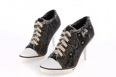 Lace Up Blue Jeans Denim Boots