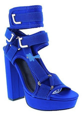 Chunky Heel Buckle Strap Sandals