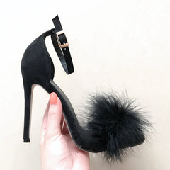 Lace-up Fur Sandals