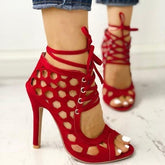 Gladiator Lace Up High Heel Sandals