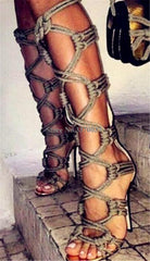 Fashion Open Toe Rope Boots