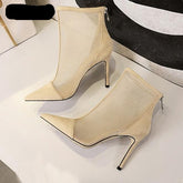 Mesh See Through Ankle Boots