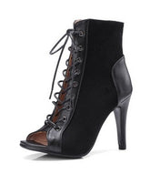 Lace Up Peep Toe Ankle Boots