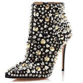 Rivets And Rhinestones Side Zip Ankle Boots