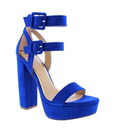Blue Chunky Heel Sandals