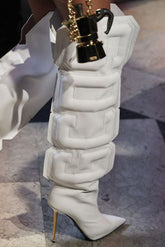 GCDS Inspired Vinyl Material Knee High Boots