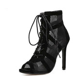 Mesh Peep Toe Boots