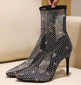 Full Rhinestone Mesh Summer Boots