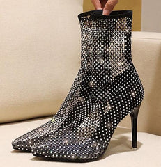Full Rhinestone Mesh Summer Boots