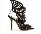 Butterfly See-Thru Lace Up Stiletto Sandals