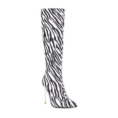 Zebra Pattern Stiletto Boots