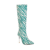 Zebra Pattern Stiletto Boots