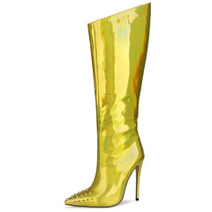 Autumn Winter Colorful Metallic Boots