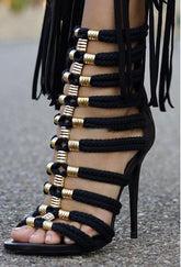 Black Rope Metal-deco Sandals