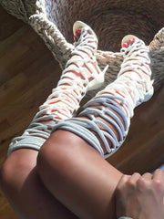 Lace Up Gladiator Knee High Sandal Boots