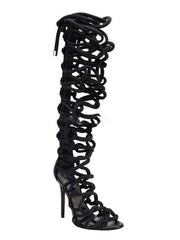 Lace Up Gladiator Knee High Sandal Boots