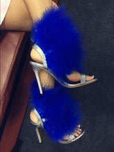 Blue Feather High Heel Sandals