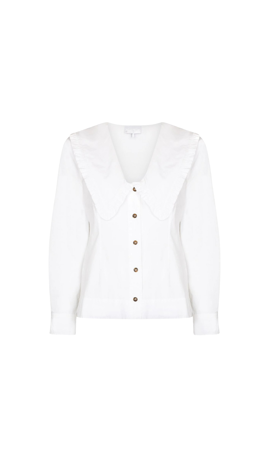 WHITE OVERSIZED COLLAR COTTON BLOUSE