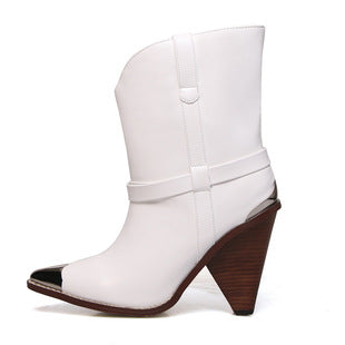 Isabel Marant Inspired Silver Toe Cowboy Ankle Boots