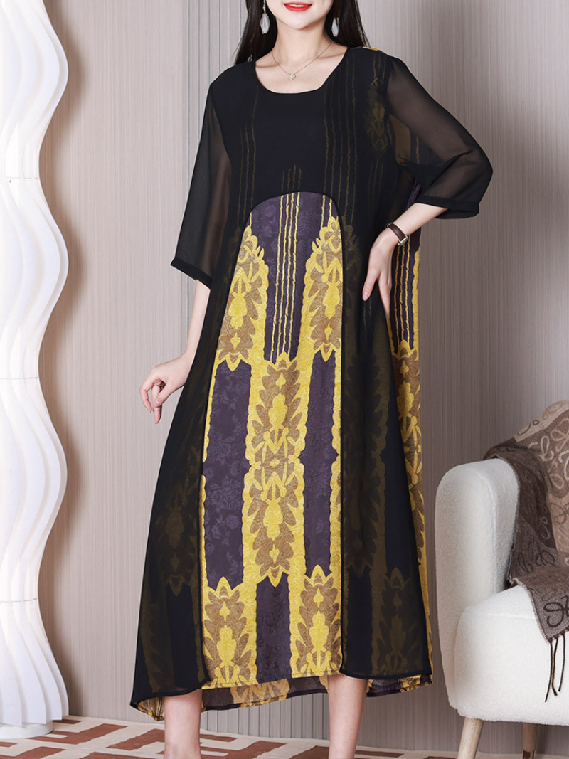 Sun Shine Round Neck A-line Dress