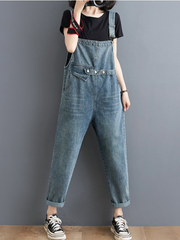 Look Good Denim High Waist Cropped Overall Dungarees