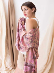 Short Kimono Floral Print Pink Cotton Viscose Short Length Gown Kimono Duster Robe