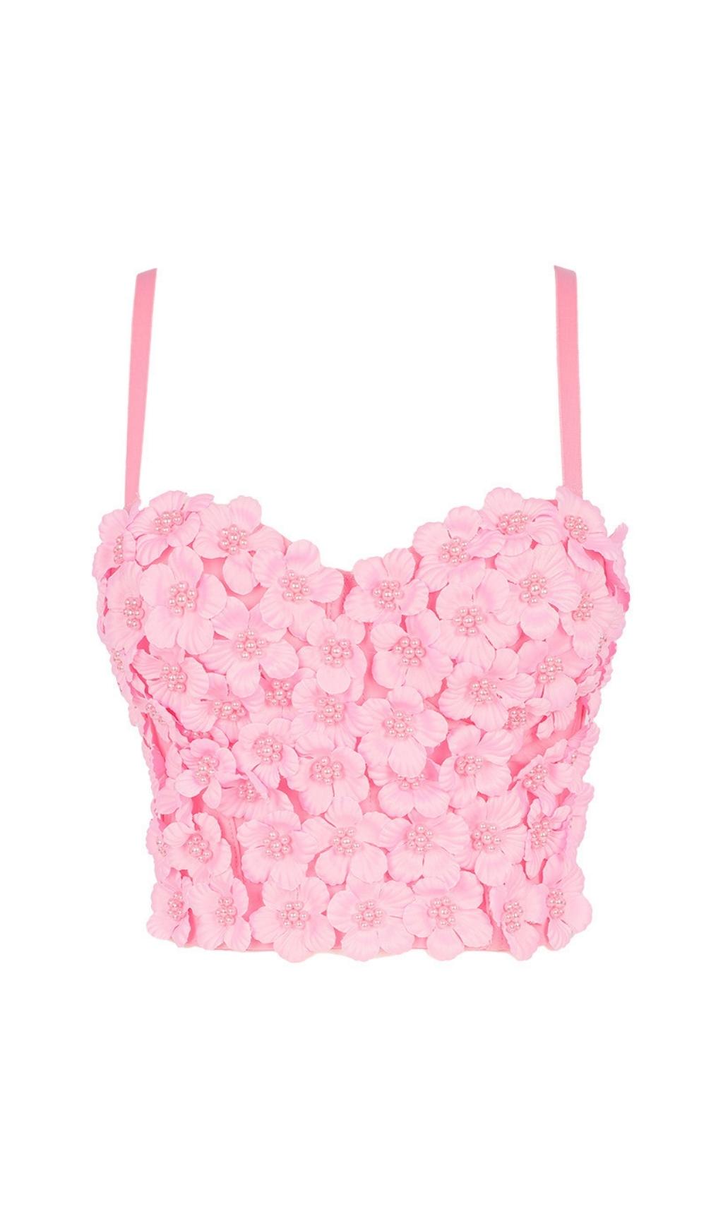 PINK FLOWER CRYSTAL TOP