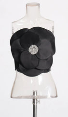 3D FLOWERS TOPS IN BLACK