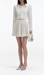 CREAM KNITTED MINI SKIRT