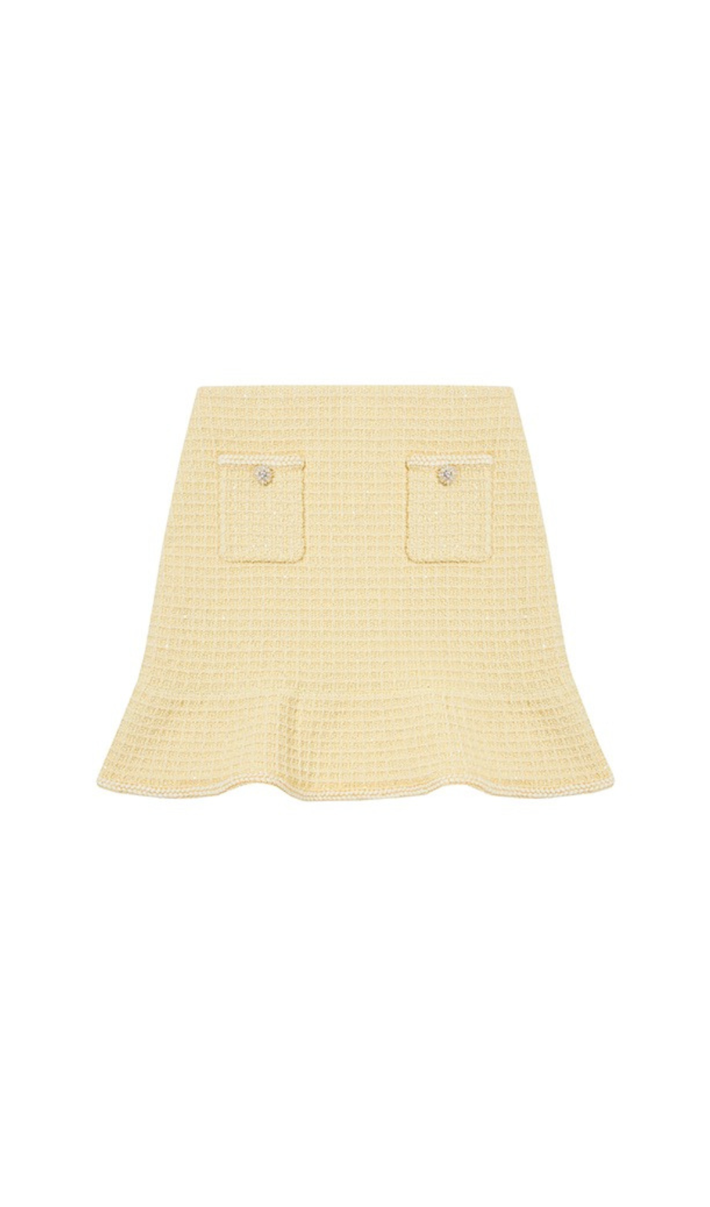 YELLOW TEXTURED KNIT SKIRT