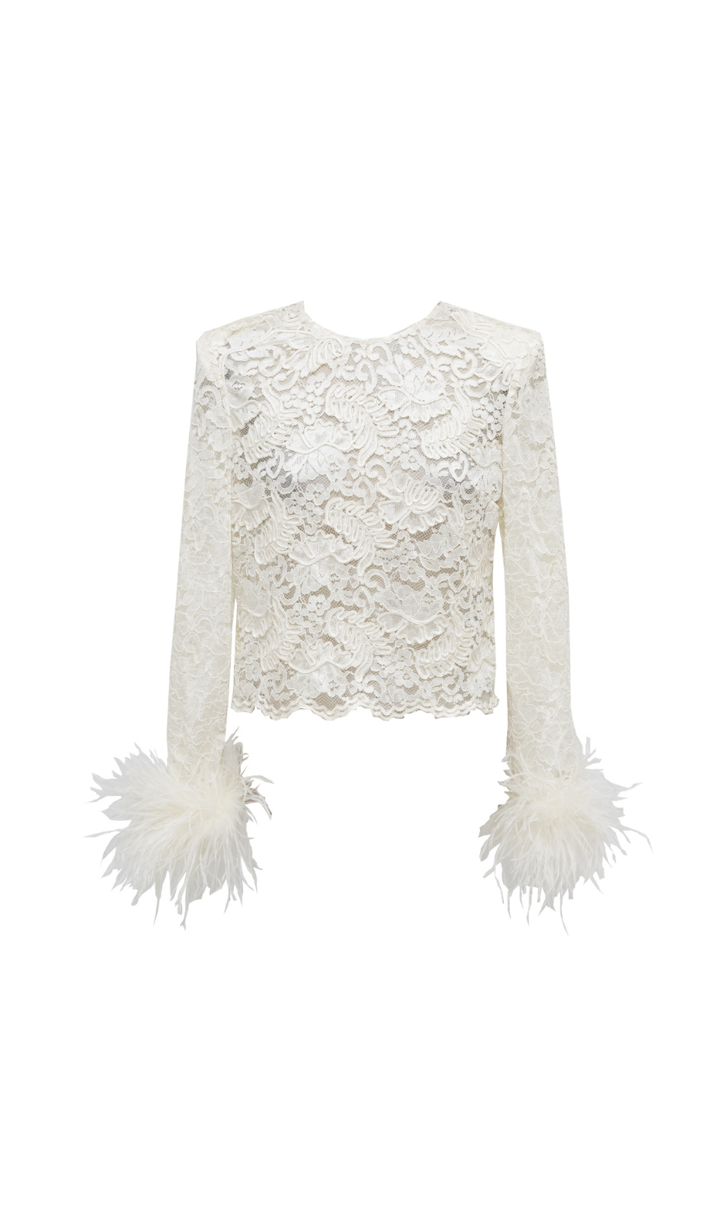 CREAM CORD LACE FEATHER TOP