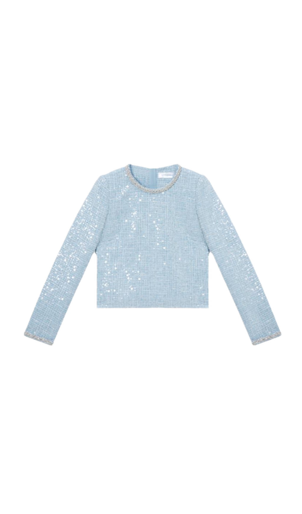 BLUE SEQUIN BOUCLE TOP