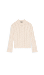 WOOL & CASHMERE CABLE KNIT MOCK NECK SWEATER