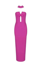 STRAPLESS HOLLOW OUT MAXI BANDAGE DRESS