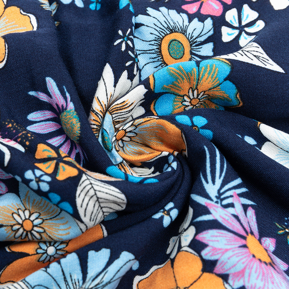 FLORAL PRINT RUFFLE PUFF SLEEVE DRESS