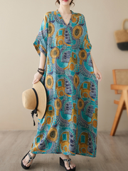 Game Of Love V-neck Short Sleeves Kaftan Dress