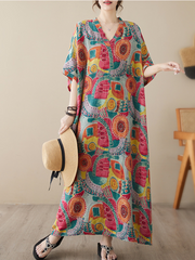 Game Of Love V-neck Short Sleeves Kaftan Dress