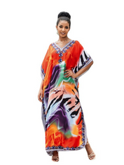 Sound Of Love Rayon Multicolor Kaftan Dress