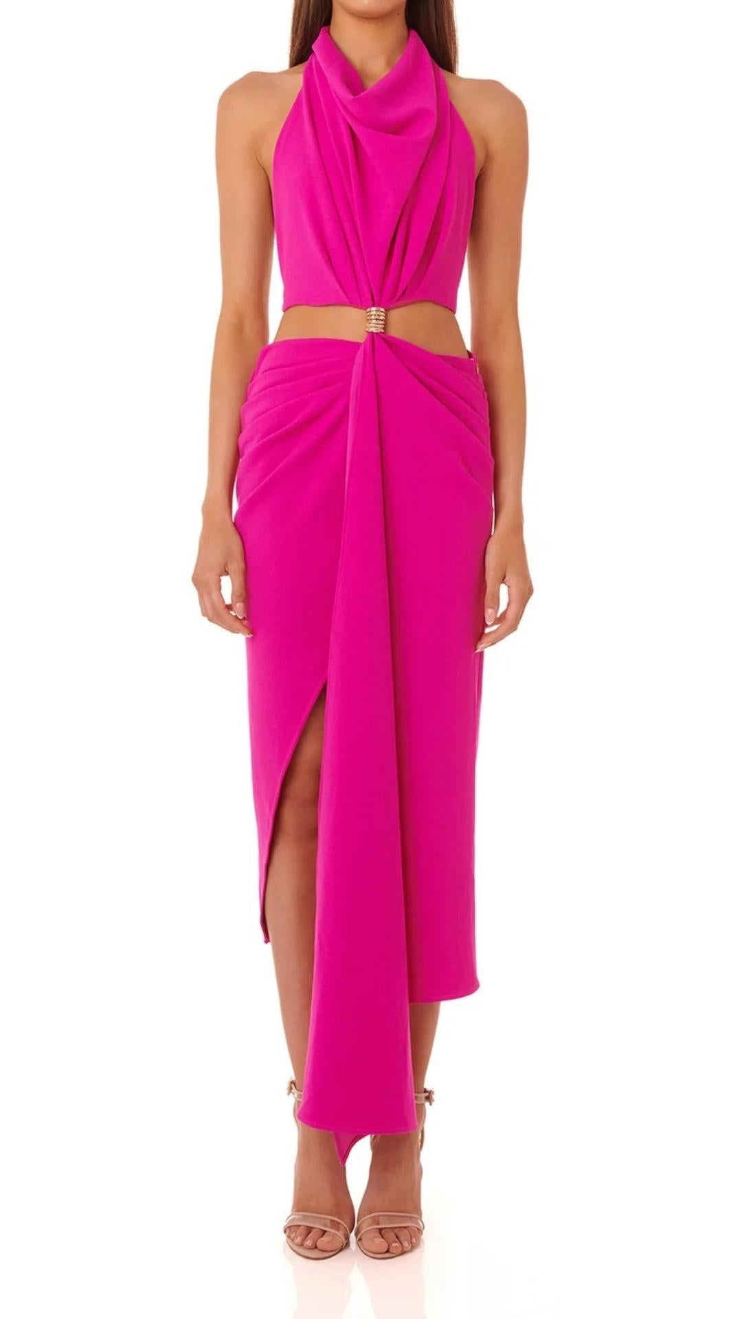 SPLIT MAXI DRESS IN HOT PINK