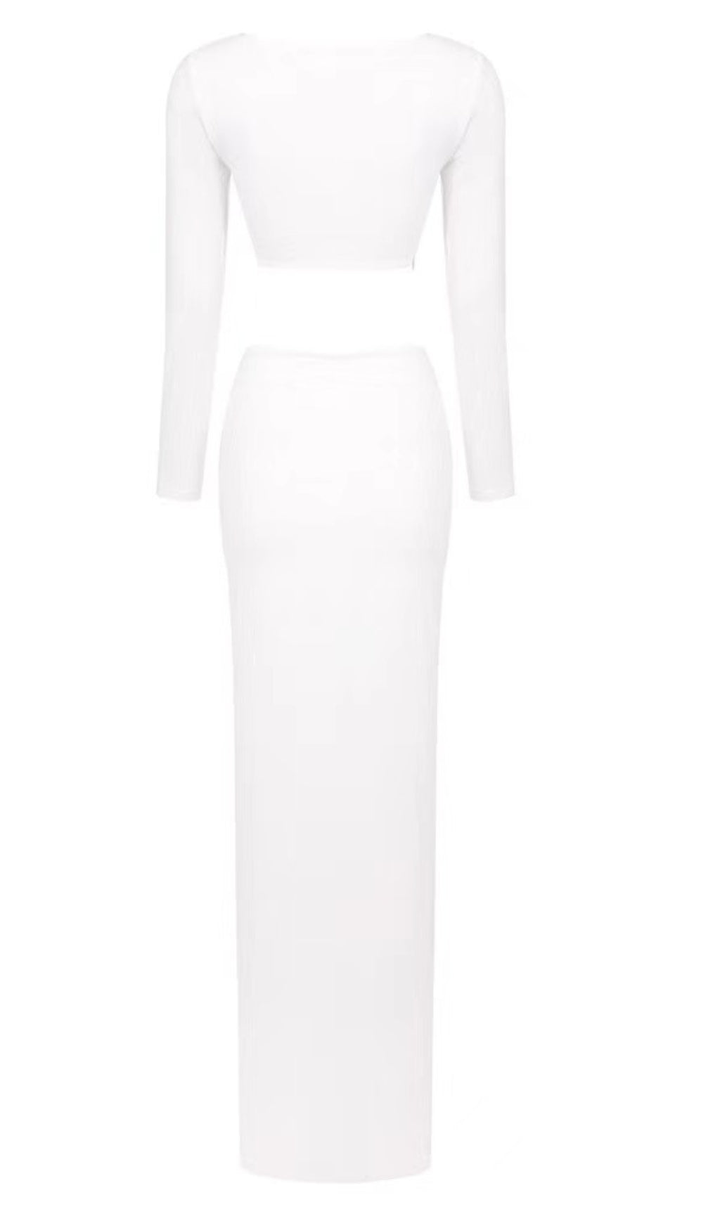LONG SLEEVE FLOWER HIGH SPLIT MAXI DRESS