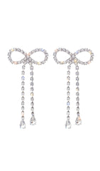 RHINESTONE BOW CHAIN EARRINGS