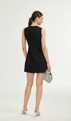 CRYSTAL-EMBELLISHED MINI DRESS IN BLACK