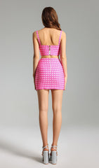 Diamante Top and Skirt Set In Pink