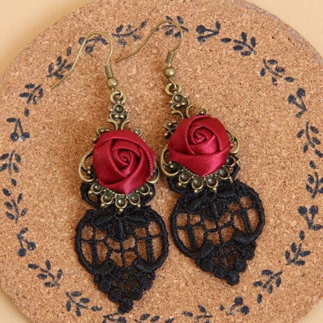 HOLLOW LACE ROSE EARRINGS