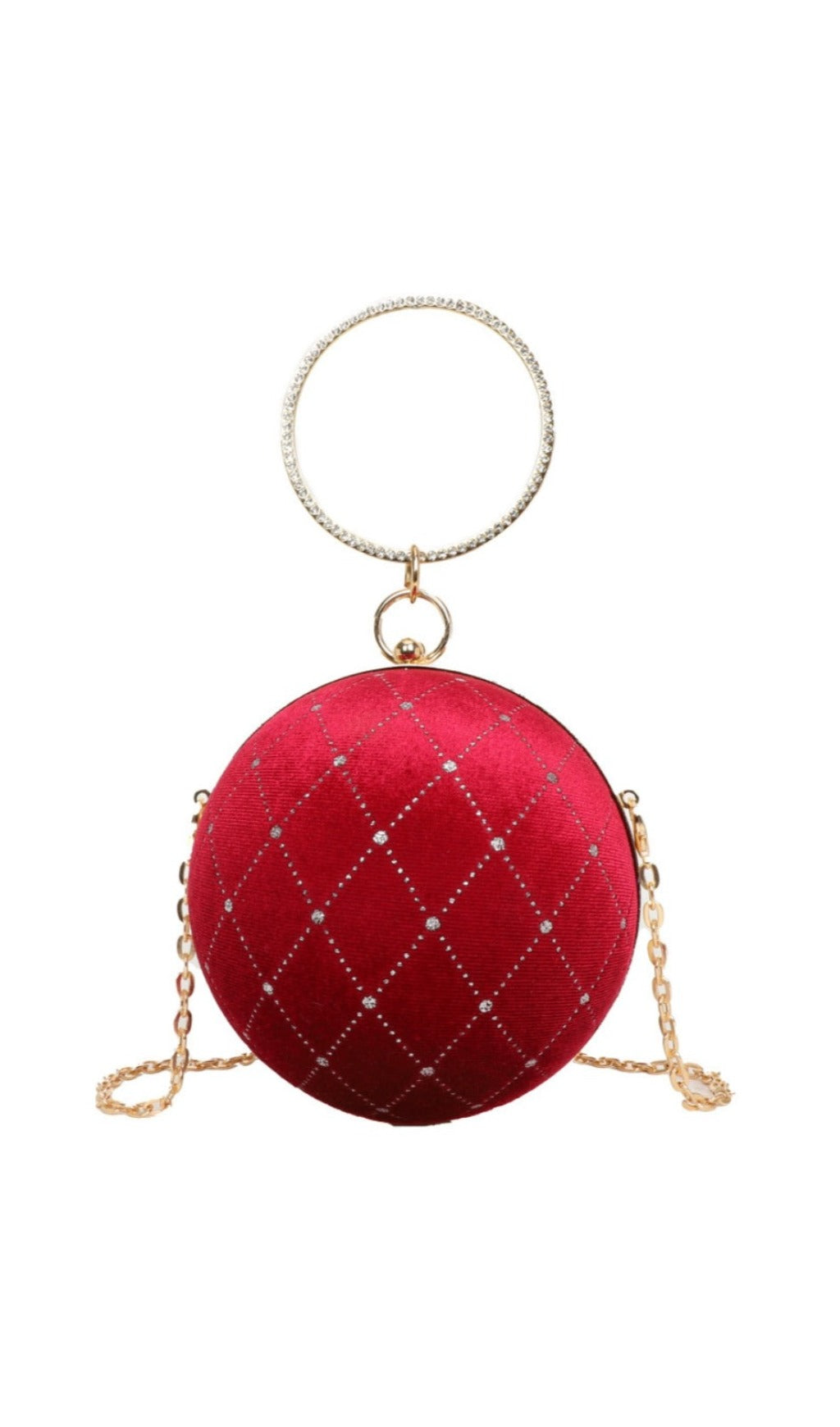 CIRCLE RHINESTONE VELVET CLUTCH