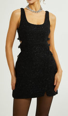 BOW-DETAIL CUT-OUT MINI DRESS IN BLACK