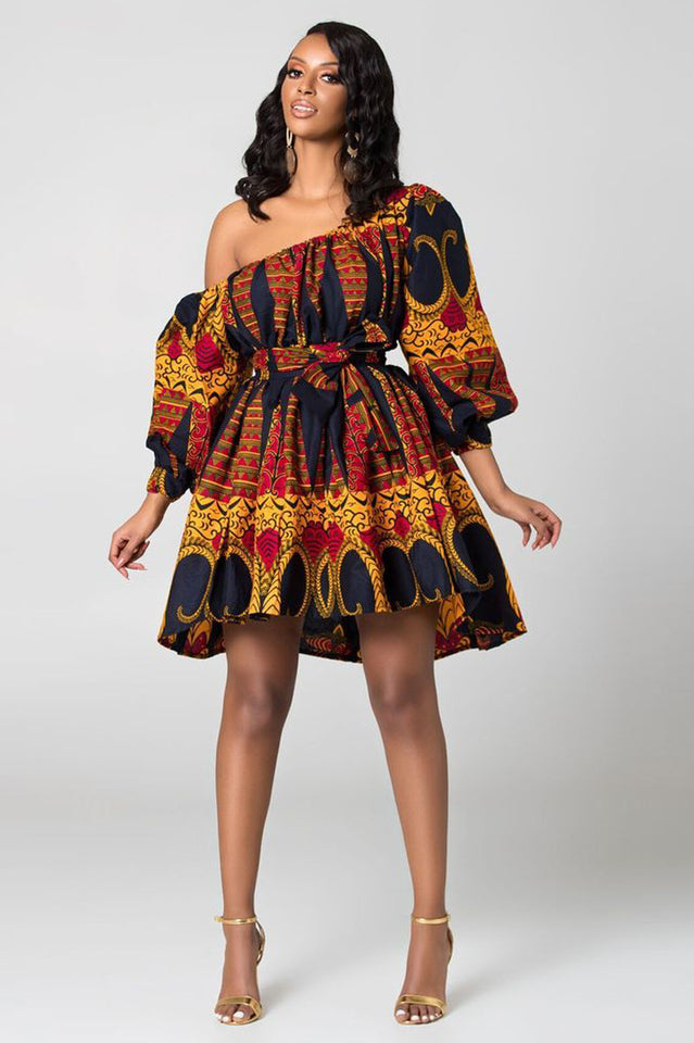 High Waist Boho Print Summer Dress