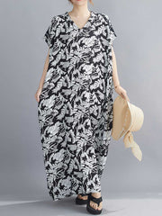 Someone Believe you Leaf Printed Kaftan Dress